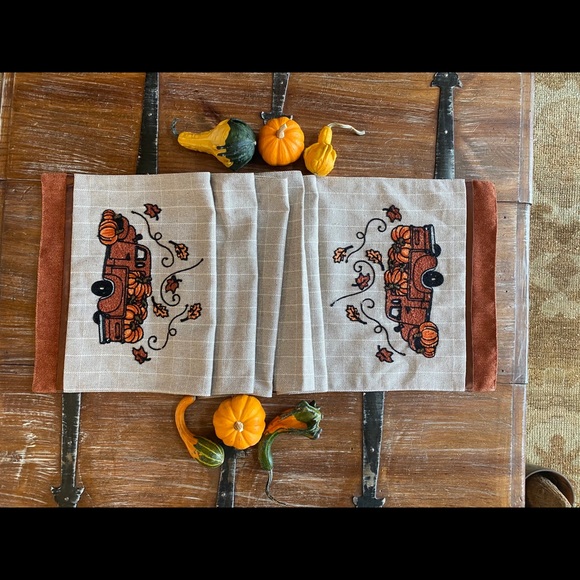 Harvest Gathering Embroidered Table Runner - Picture 3 of 6